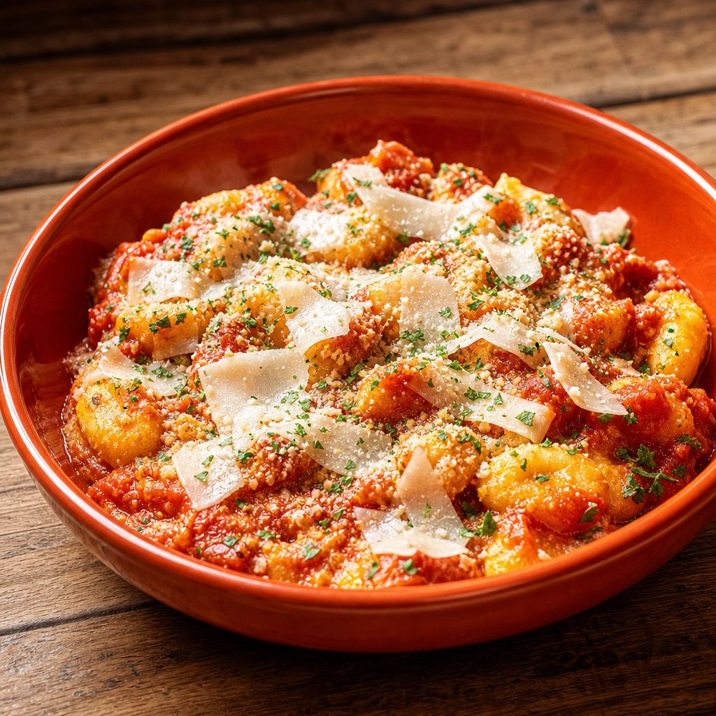 Tomato Alfredo Gnocchi.